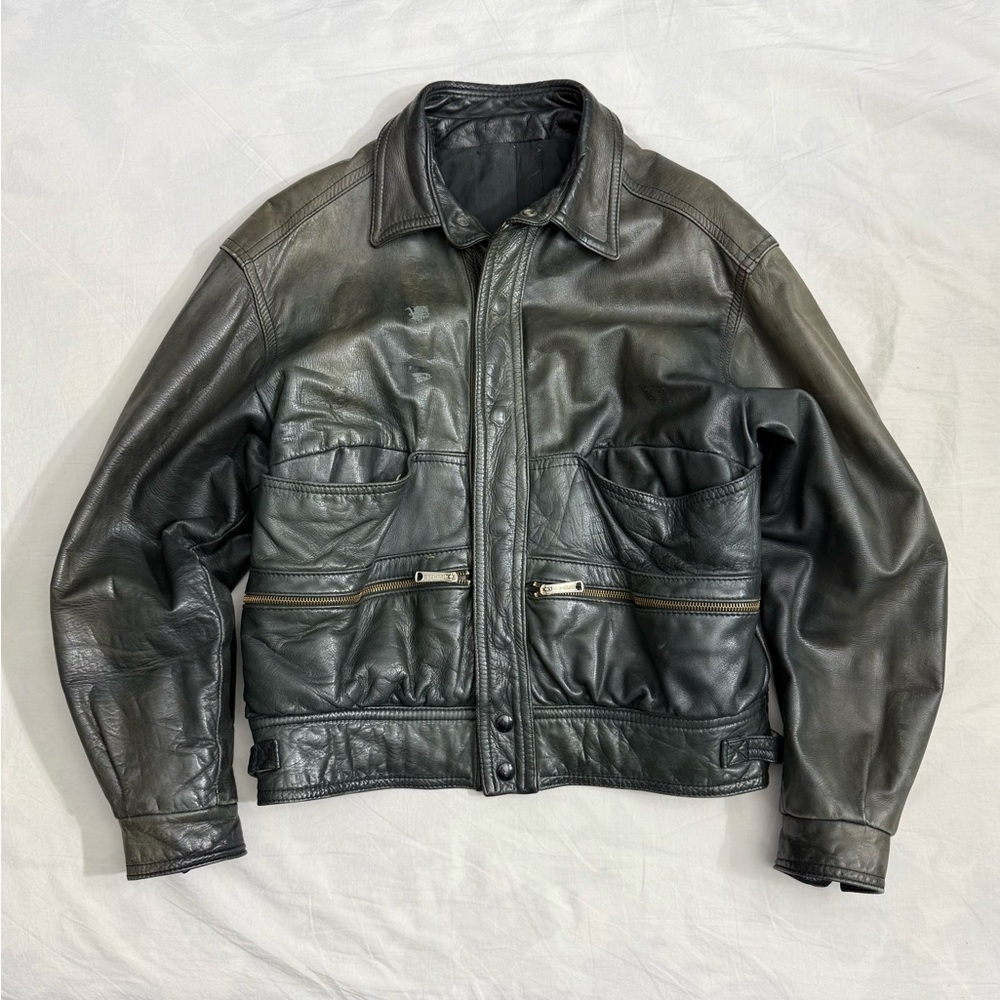 80s 90s Faux Leather Motorcycle Jacket